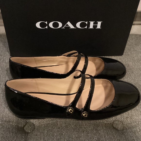 COACH Women's Winley Double Buckle Mary Jane Ballet Flats, size 9 - Picture 2 of 11